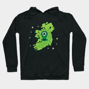 Map of Ireland with Shamrock Pinpoint Hoodie